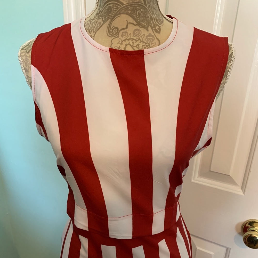 Red and White Striped Maxi Dress